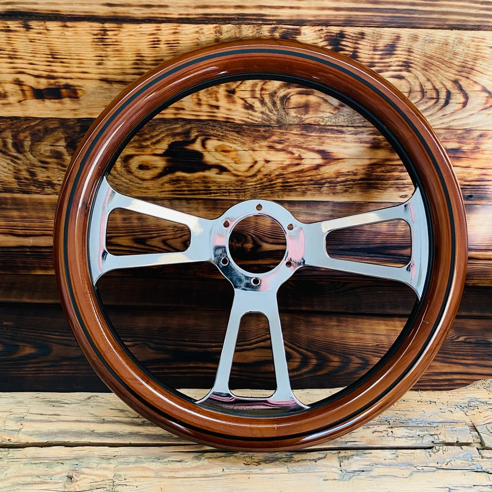 Volante de madera real de 14" para BMW E28 E30 E32 E34 E24 E31 Foto 4 de 4