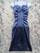 XSCAPE Women's Navy Blue Satin Spaghetti Strap Dress Size 6