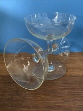 2 Vintage 1950s Etched Champagne Cocktail Coupes 11.5cm Tall 