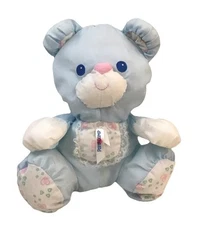 Fisher Price Puffalump Rattle Blue Teddy Bear Baby 9” Vintage 1994