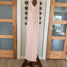Victoria's Secret Pink Satin Lace Long Romantic Nightgown Slip Dress Small EUC