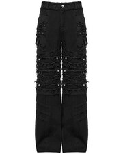 Punk Rave Herren Apocalptic Gothic Nieten Shredded Mesh Einsatz Hose
