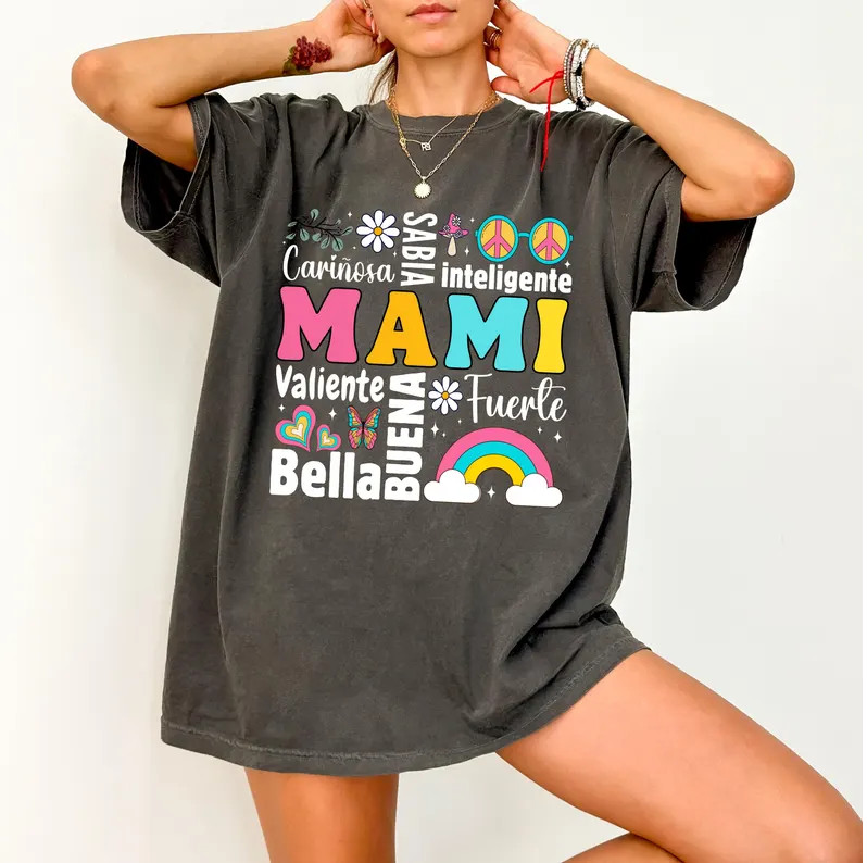 Camisa Universitaria MAMI Nueva Camiseta Mamá Divertida Regalo Día de la Madre Mamá Cumpleaños