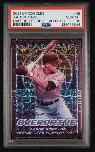 2021 Panini Chronicles Overdrive 18 Aaron Judge PURPLE VELOCITY PRIZM PSA 10 GEM