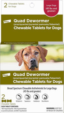 Chewable Quad Dewormer for Large Dogs, 45 Lbs and Over, 2 Chewable Tablets
