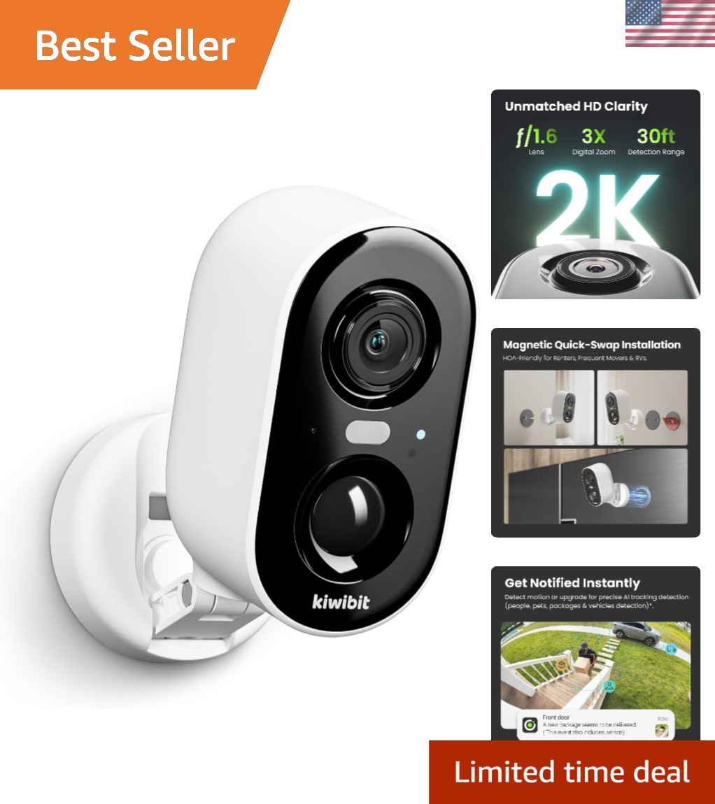 Elegant Battery-Powered 2K Outdoor Camera with Magnetic Mount & Two-Way Talk