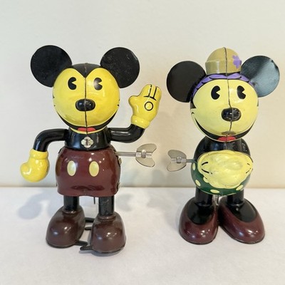 Vintage Disney Mickey & Minnie Mouse Tin Young Epoch Wind-Up Toy W
