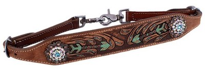 Showman Painted Leather Wither Strap w/ Turquoise & Brown Arrow Design