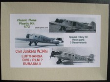 Classic Plane Junkers W 34hi  Lufthansa Eurasia II DVS 1:72 Flugzeug Kit 34