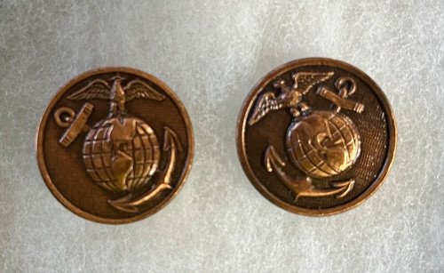 Pair of REPRO U. S. MARINE CORPS WWI COLLAR DISCS - Reproduction