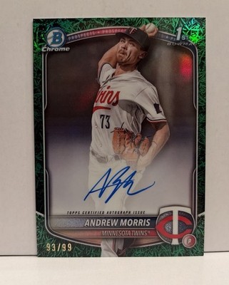 2025 Bowman Chrome Prospects Auto GREEN GRASS Andrew Morris 1st Bowman /99