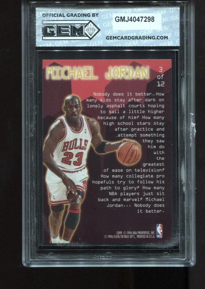 Michael Jordan 1995-96 Fleer Ultra #3 Jam City NBA Chicago Bulls GEM MINT 10 - Image 2 of 2