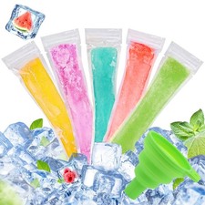 LOMIMOS 100PCS Recyclable Ice Popsicle Mold Bag,BPA Free 8.6"x2.3", white
