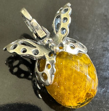 VERY RARE Trollbeads YELLOW SPARKLE BUTTERFLY...