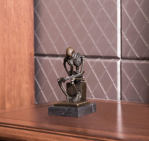 Pensatore scheletrico TPE-998 statue bronzo sculture decorazione casa - Foto 6 di 8