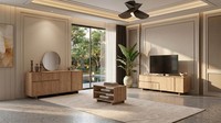 Stilvolles Braunes Wohnzimmer-Set Tv-Schrank Couchtisch Konsole Spiegel