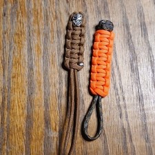 2-Pack Nylon Paracord Lanyards w/ Loop, Orange/Black Brown for Camping