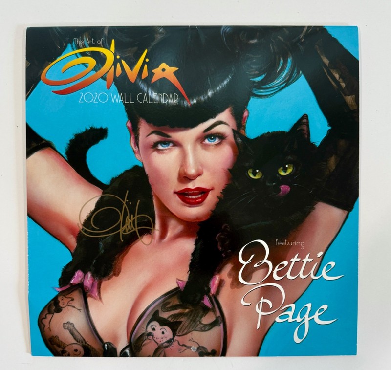 Olivia 2020 Wall Calendar Featuring Bettie Page signed by Olivia!