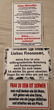 3 x plastikowy znak - Love Finanzsamt / Woman to be.. / Lieber Bitteller
