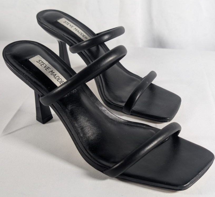 Steve Madden Black Strappy Square Toe Heels Sandals – Women’s Size 8M