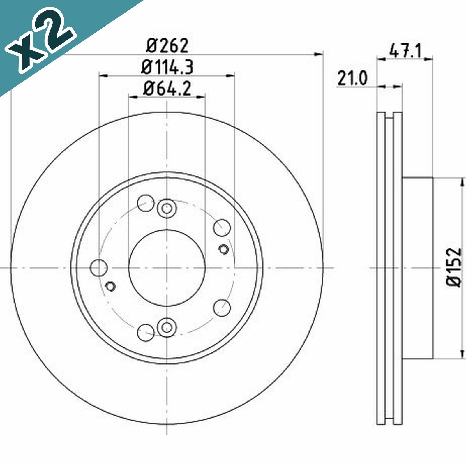 HELLA Brake Disc Front Vented Fits Honda Civic CR-Z Integra 8DD355115-341