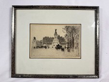 Percy Robertson Signed Etching Buckingham Palace (6) 8.5x5.5 Framed 14x11.5"