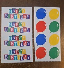 Vintage Frances Meyer Birthday and balloon stickers, Frances Meyer bday stickers