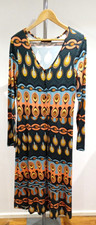 Aniston Selected Dress Women's Size 14 Retro Print A Line Jersey Long Sleeved