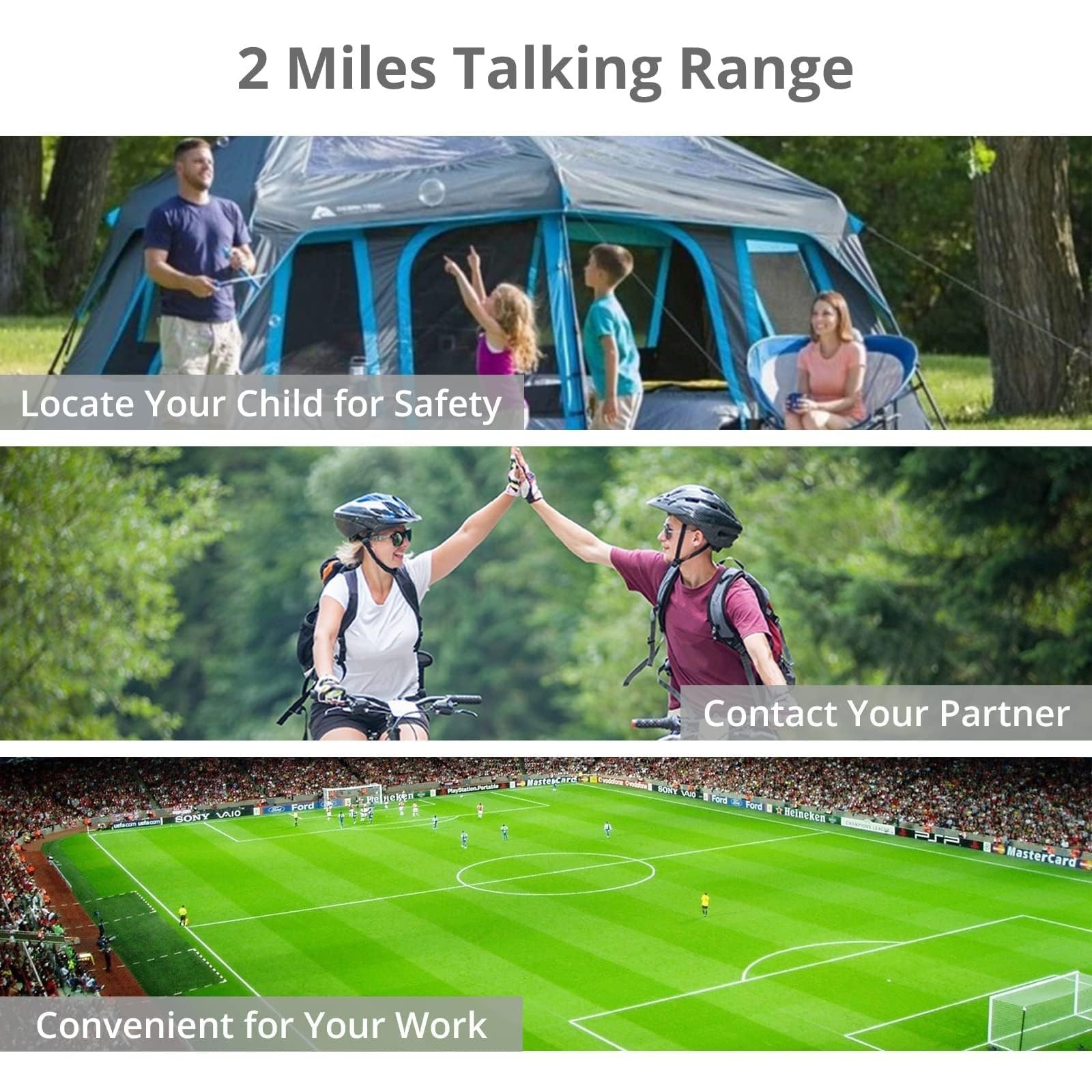 Proster Rechargeable Walkie Talkies 1 Pair - Long Range Two Way Radios 16 Cha...