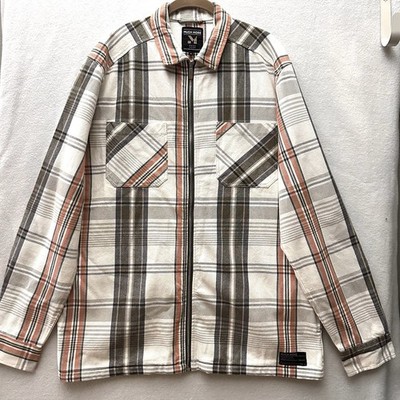 Much More Men s Large L Plaid Barn Chore Jacket Coat Zip Pockets Mister Lady
