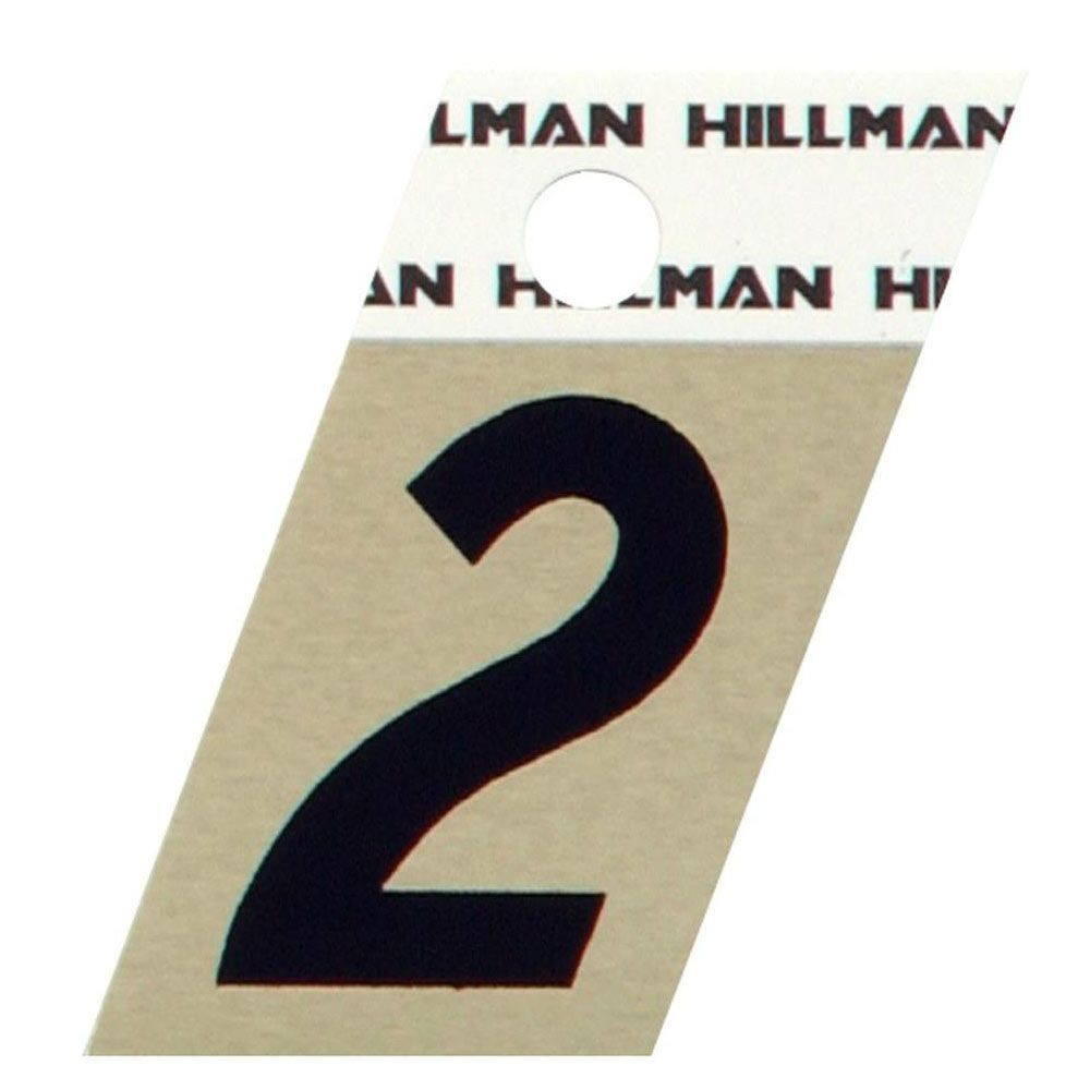 Hillman 1-1/2-In. Adhesive Black & Gold Aluminum House Number 2 840478