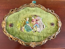Vintage Empire Made in Italy Wall Plaque 3D Rococo Style Couple Scene 20” Frame