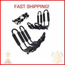 Goplus 2 Pairs Kayak Roof Rack, Universal Kayak Carrier J-Bar Rack with 4 Tie Do