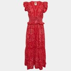 Maxi robe à volants en coton imprimé floral rouge Farm Rio M