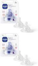 MAM Skinsoft Silicone Teats - Size 1 and 2 for Newborns, Slow Flow for All MAM B