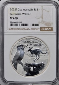 2022 P Australian Wildlife ✨ 2oz .9999 Silver ✨ STUNNING SILVER COIN ✨ NGC MS 69
