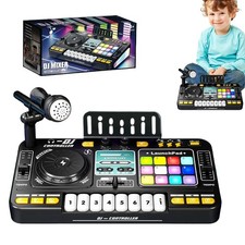 Kids DJ Mixer Table, Music Toy with Piano Keys, DJ Turntable,Reaction Music Game