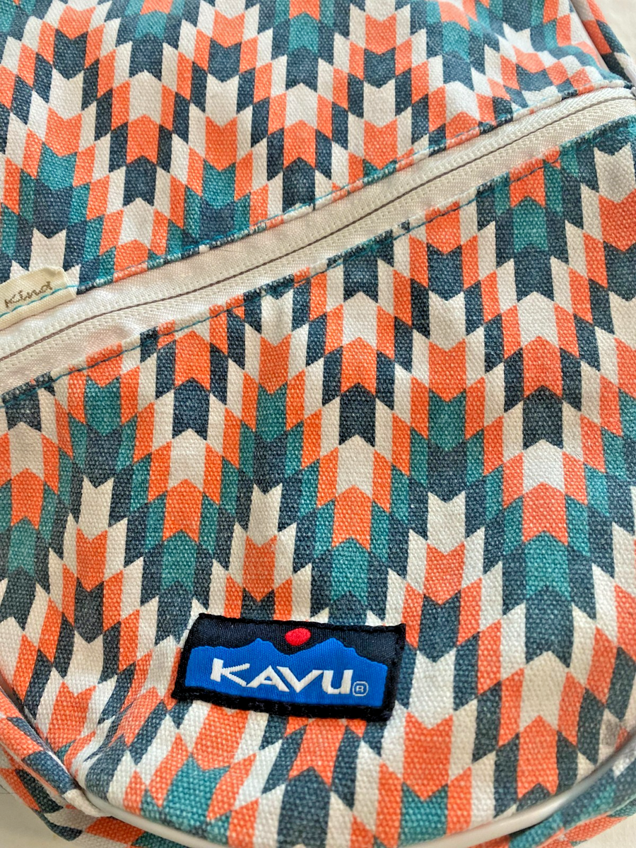KAVU Rope Bag Geometric Chevron Print Orange Teal Canvas Sling Backpack KAVU Rope Sling Bag Teal Orange Geometric Sling Backpack | eBay main image 2