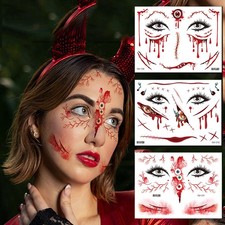 Face Stickers Horror Halloween Bloody Tattoo Stickers Stickers Bloody Dress Up