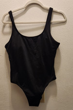 Victoria  s Secret PINK Active One Piece Black Swimsuit Scoop Neck Back Sz M