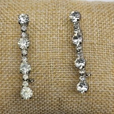 Lovely vintage rhinestone bar pin lot of 2 bridal lapel estate find 