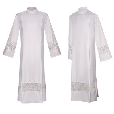 White Sheer Lace Chaplain's Uniform Halloween Robe Set Carnival Costume Suit