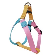 Tri-Color Dog Harness Adjustable Step-in Design for Small Dogs Blue Pink