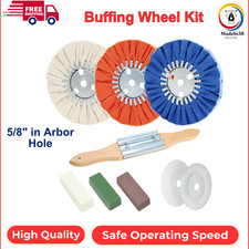 9 Pcs 8Inch Airway Buffing Wheel Aluminum Wheel Polishing Kit 5/8" For Angle