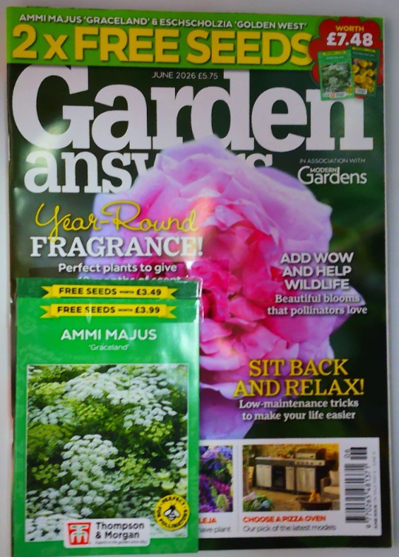 Garden Answers magazine June 2026 Year-round fragrance, Help wildlife + Seeds