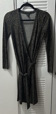 Ann taylor black and brown dress petite size 00 long sleve