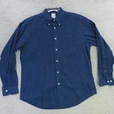 Brooks Brothers Shirt Mens Large Blue Solid Long Sleeve Button Up Regent