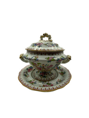 Antique Copeland & Garrett New Blanche Ironstone Covered Tureen w Underplate Jap