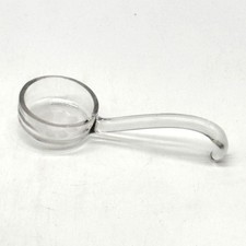 Vtg. Clear Glass Hook Handle Measuring Spoon With Etched Floral Design