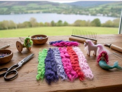 Mohair für Reborn Puppe, bewurzelt. Loutrais Mohair Premium - 10 GRAMM Rainbow